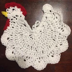 NWOT Handmade Crochet (White) Chicken Potholder